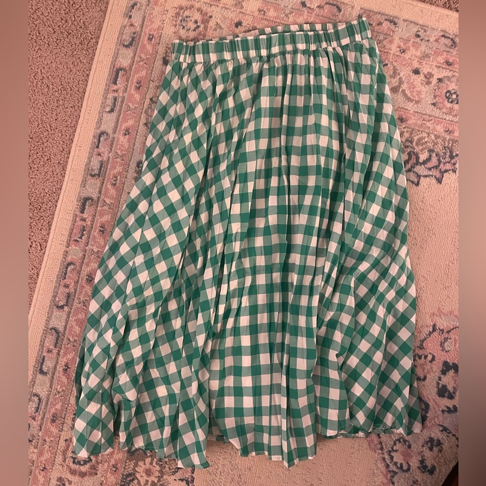 A New Day Gingham Pleated Midi Skirt